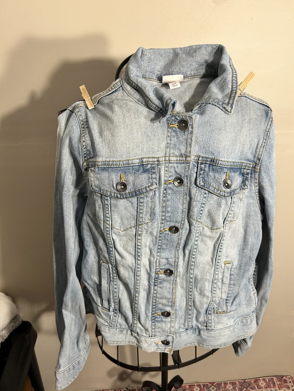 size small womens light blue jean denim jacket coat
